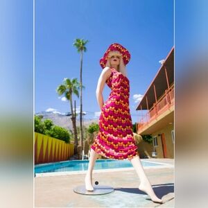 NWT Ladies Baroness Tracy Turco Mod Tulip One-Shoulder Maxi Retro 70s Dress Sz S